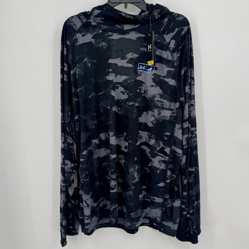 Under Armour BtHxFish Elite Camo Hooded Fishing T-Shirt 3XL BlacktipH 6013081